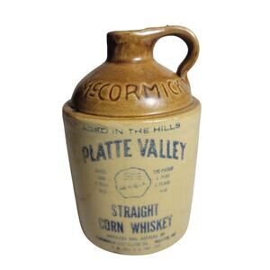 McCormick Platte Valley Straight Corn Whiskey Jug/Bottle Vintage Empty 1 Pint